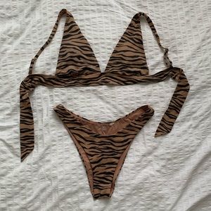 Aerie tiger print bikini set - size m